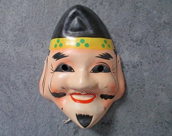 Vintage Japanese Mingei &quot;DAIKOKU&quot; Paper mache MASK Wall deco