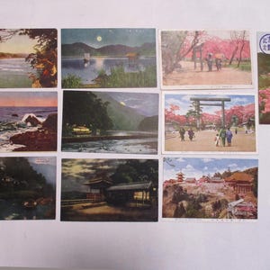 1900 bis 40er Jahre 10Antike Japanische Kirschblüten und Nachtansicht Postkarten Papiercollage 25623