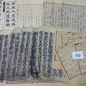 21pages 1880-1920 Antikes Japanisches Buch WASHI Seiten Handgeschriebenes Collage Papier Ephemera Scrap Assorted Pack P340