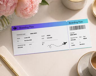 Editable Boarding Pass Canva Template, Surprise Gift Trip Ticket