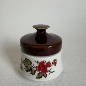 Tarro antiguo Schumann Arzberg con tapa – maceta de cerámica con estampado floral – Alemania Occidental – pequeño recipiente para guardar objetos en la cocina.