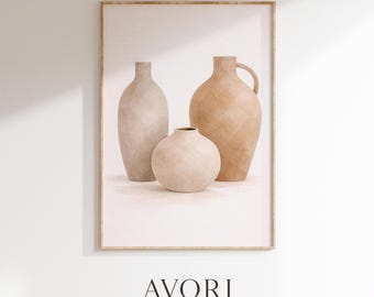 Minimalist Ceramic Vases Print, Japandi Wabi Sabi Wall Art (Digital Download)