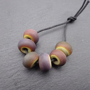 lampwork glass beads, brown tone tumbled spacer set, uk handmade