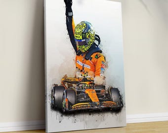 Lando Norris Poster McLaren Car Print - Lando Norris Wall Art Birthday Gift for F1 Fans Racing Decor
