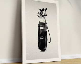 Golf Poster, Vintage Golf Bag Wall Art for Office & Bedroom Decor, Stylish Golfer Poster Print, Golf Gift Ideas