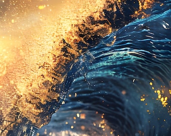 Ocean Wave Surge Motivational Wall Art Print | AI Generated Coastal Decor | Inspirational | Instant Download