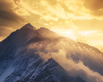 Mountain Summit Motivational Wall Art Print | AI Generated Inspirational | Home Office Decor | Instant Download