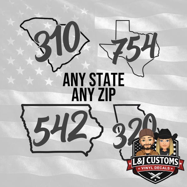 Custom state and area code Decal - Car & Truck Decal