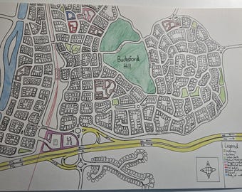 Custom Hand-Drawn City Map, Personalized Urban Street Directory, For Gifting or Decoration (A4 Cardboard)