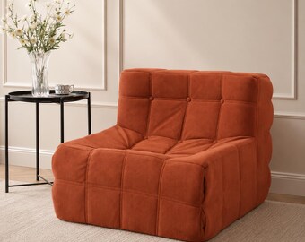 Plush Floor Chair Sofa, Modular Lazy Chair, Corduroy Accent Chair, Comfy Lounge Seat, Modern Reading Chair for Living Room