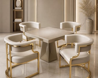 Accent Chair, Minimalist Metal Frame Chair, Upholstered Dining Chair, Contemporary Vanity Chair, Gold Frame Armchair, Living Room Furnitur