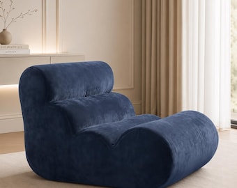Modern Floor Lounge Chair Minimalist Sponge Sofa Velvet Reading Chair No Assembly Accent Seat for Living Room Bedroom
