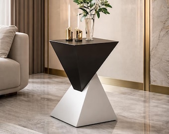 Modern Geometric Side Table, Metal Accent Table, Minimalist Nightstand, Luxury Sofa Side Table, Contemporary End Table Decor