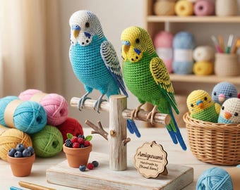 Crochet Budgerigar Birds Amigurumi Pattern, Colorful Parakeet Toy (Digital PDF)
