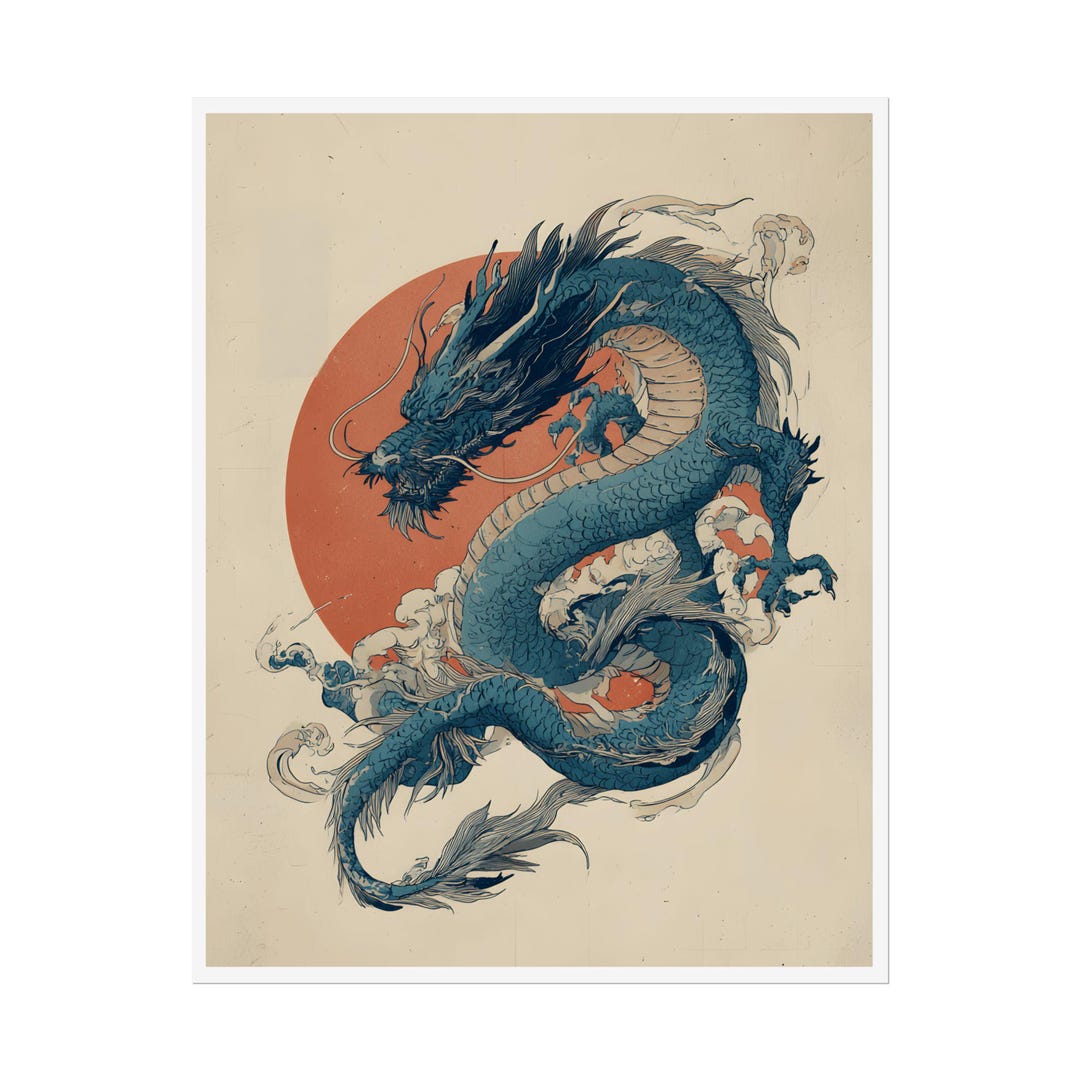 Japanese Dragon Poster | Ukiyoe Wall Art Japan Gift | Dragon-p3 - Etsy