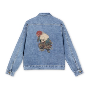 日本の鬼柄デニムジャケット｜江戸浮世絵風のステートメントストリートウェア｜Demon-J9
