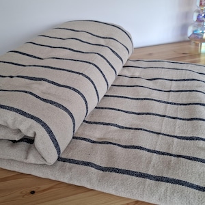 Blårandig sofföverlägg | Austin Deck Randig Fransk Bomull | Dynöverlägg i lantlig stil | Sittskydd | Engelsk lantlig heminredning