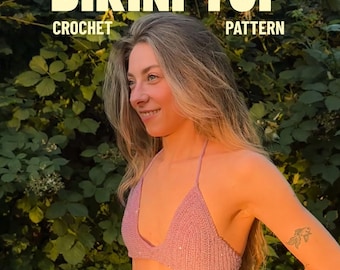 Crochet Bikini Pattern, Bikini Top Crochet Tutorial, Summer Crochet Bra Pattern,  Advanced Beginner Crochet Project DIY, (PDF Download)