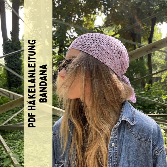 Bandana Häkelanleitung Kopftuch Deutsch, Anfängerfreundlich Anleitung Bandana, DIY Häkelprojekt, Granny Stitch Anleitung, Häkel Accessoires