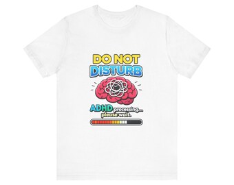 Camiseta com estampa sobre processamento de TDAH | Camiseta gráfica com estampa de cérebro neurodivergente