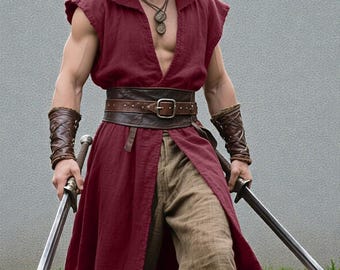 Herren Mittelalter Kapuzenweste | Ärmellose Krieger Robe | Renaissance Cosplay Oberbekleidung