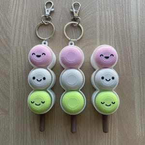 Cute face or plain dango japanese food dumpling dessert fidget clicker with keychain or without