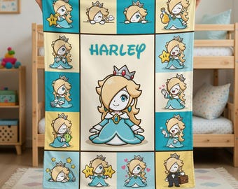 Manta infantil personalizada de la Princesa Rosalina – Nombre personalizado, suave forro polar, regalo