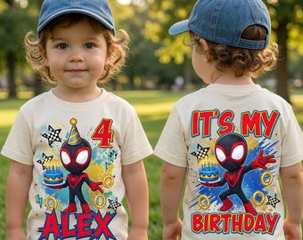 Personalized Miles Morales 4th Birthday Shirt Custom Name Spider Verse Birthday Tee