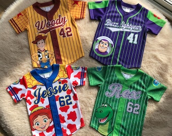 Spersonalizowane koszulki baseballowe urodzinowe Toy Story: Woody Buzz Jessie Rex Family Disney Tees