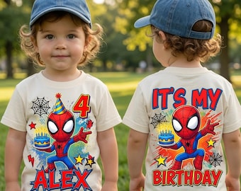 Personalized Spider Man 4th Birthday Shirt Custom Name Superhero Birthday Tee