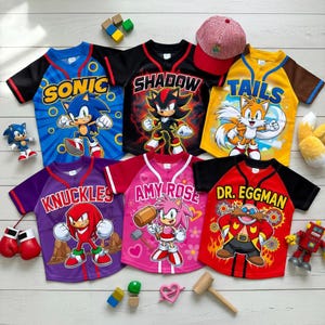 Custom Cartoon Baseball Jerseys - Sonic, Shadow, Tails, and Amy Rose Apparel