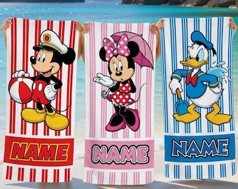 Serviette de plage personnalisée Disney, serviette personnalisée Mickey Minnie Donald Duck, serviette de vacances Disney Cruise