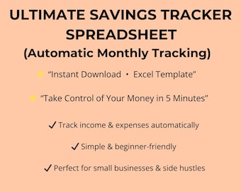 Ultimate Savings Tracker Spreadsheet, Automatic Monthly Tracking (Excel Template)