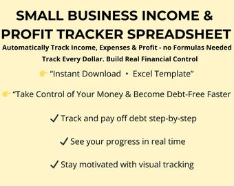 Small Business Profit Tracker Spreadsheet | Income Expense Financial Control (Excel Template)