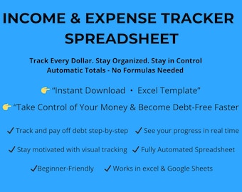 Income & Expense Tracker Spreadsheet | Small Business Profit Tracker | Excel Accounting Template | Digital Download