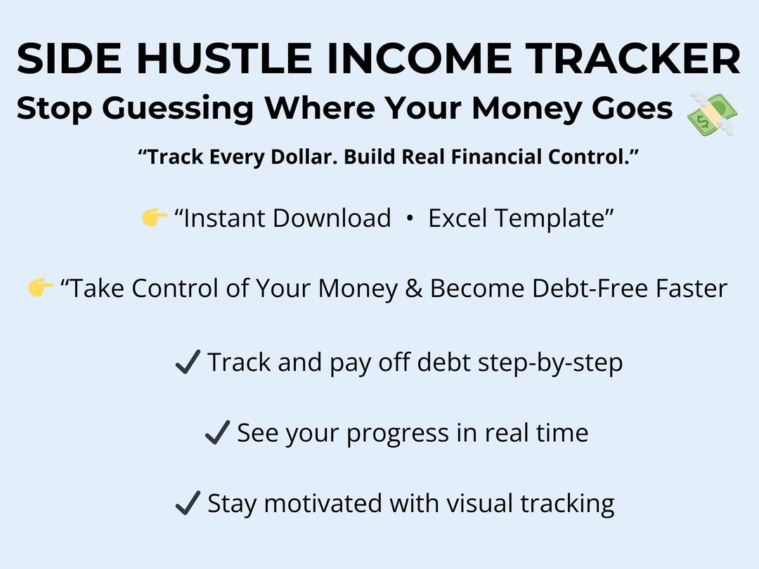Side Hustle Income Tracker Spreadsheet | Small Business Finance Log ...