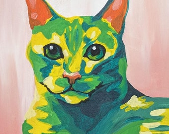 POP ART Pet Portrait (custom) - Handpainted Acrylic on Canvas (made to order from YOUR pet photo)