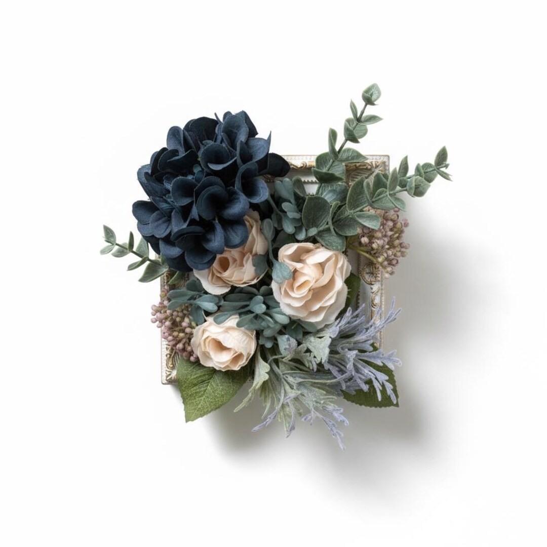 Flower Shadow Box Frame With Faux Roses and Hydrangea — 3-way Display ...