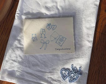Custom Embroidered Tea Towel | Personalized Initials, Engagement Gift