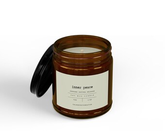 Inner Peace Aromatherapy Soy Candle 4oz & 9oz Jar | Amber Glass Candle with Black Lid