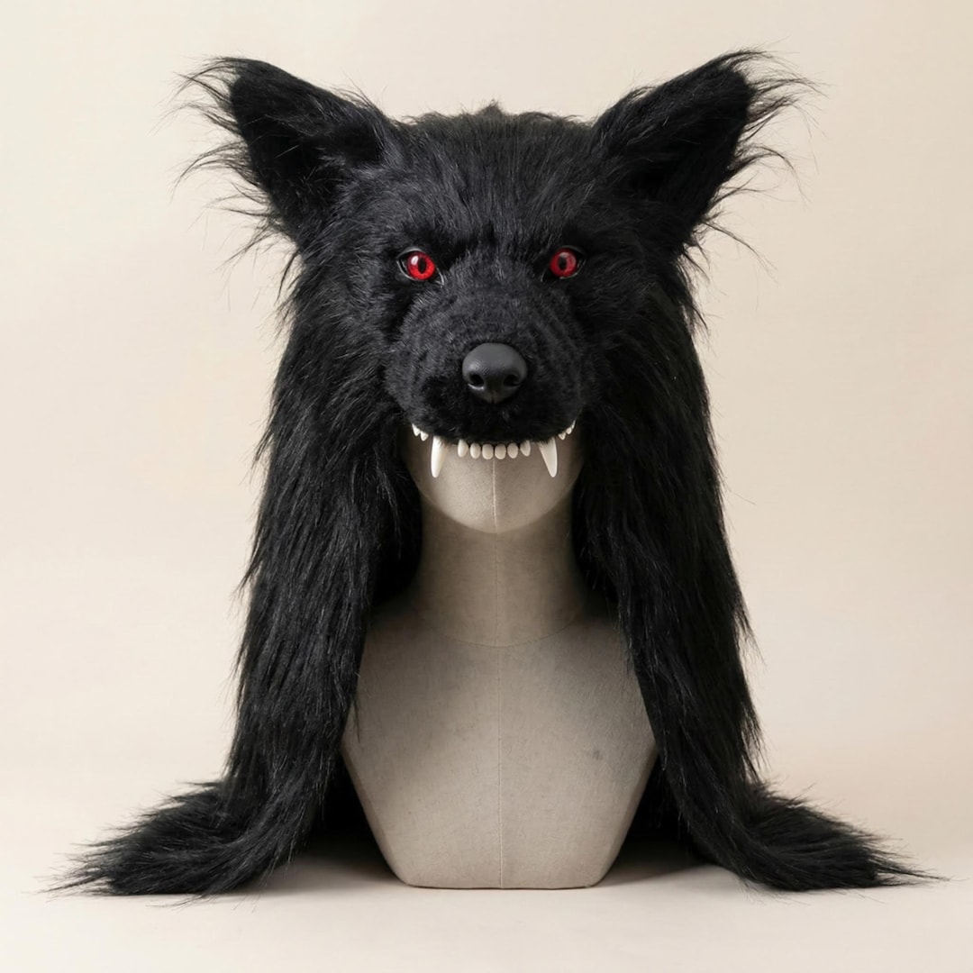 Wolf Rapper Mask Black Wolf Mask Realistic Werewolf Mask – Scary Halloween Costume ...