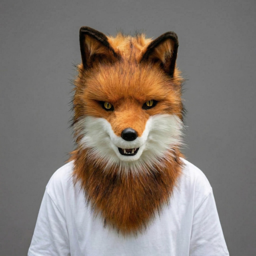 Realistic Handmade Fox Mask, Full Head Faux Fur Animal Cosplay ...
