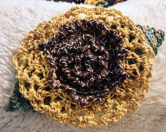 Natural Fiber Crochet Sunflower Decor Doily Table Runner Autumn Seasonal Collectable Crocheted Flower Doilies Table Cloth Nature Decor