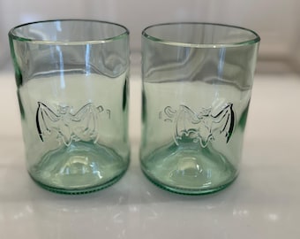 Set Of 2 Two Bar Glasses/Drink Glasses Made From Upcycled/Recycled Bacardi Rum Bottles.