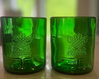 Set Of 2 Bar Glasses/Drink Glasses Made From Upcycled/Recycled Tanqueray Bottles.