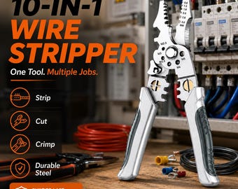 10-in-1 Wire Stripper Pliers Heavy Duty Cable Cutter Crimping Tool Multi Function Electrician Hand Tool