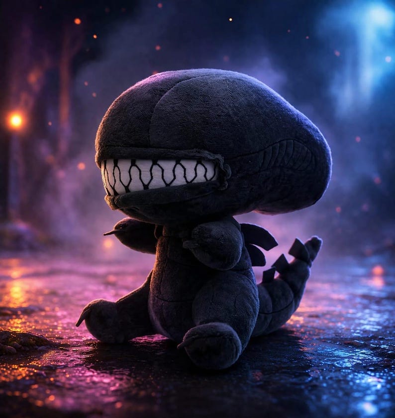 Alien Xenomorph Plush Toy 25cm, Cute Horror Plushie, Soft Stuffed Sci ...