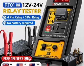 ANENG RT01 Relay Tester 12V-24V, 4 Pin & 5 Pin Automotive Relay Test Tool, Battery Voltage Detection for Cars