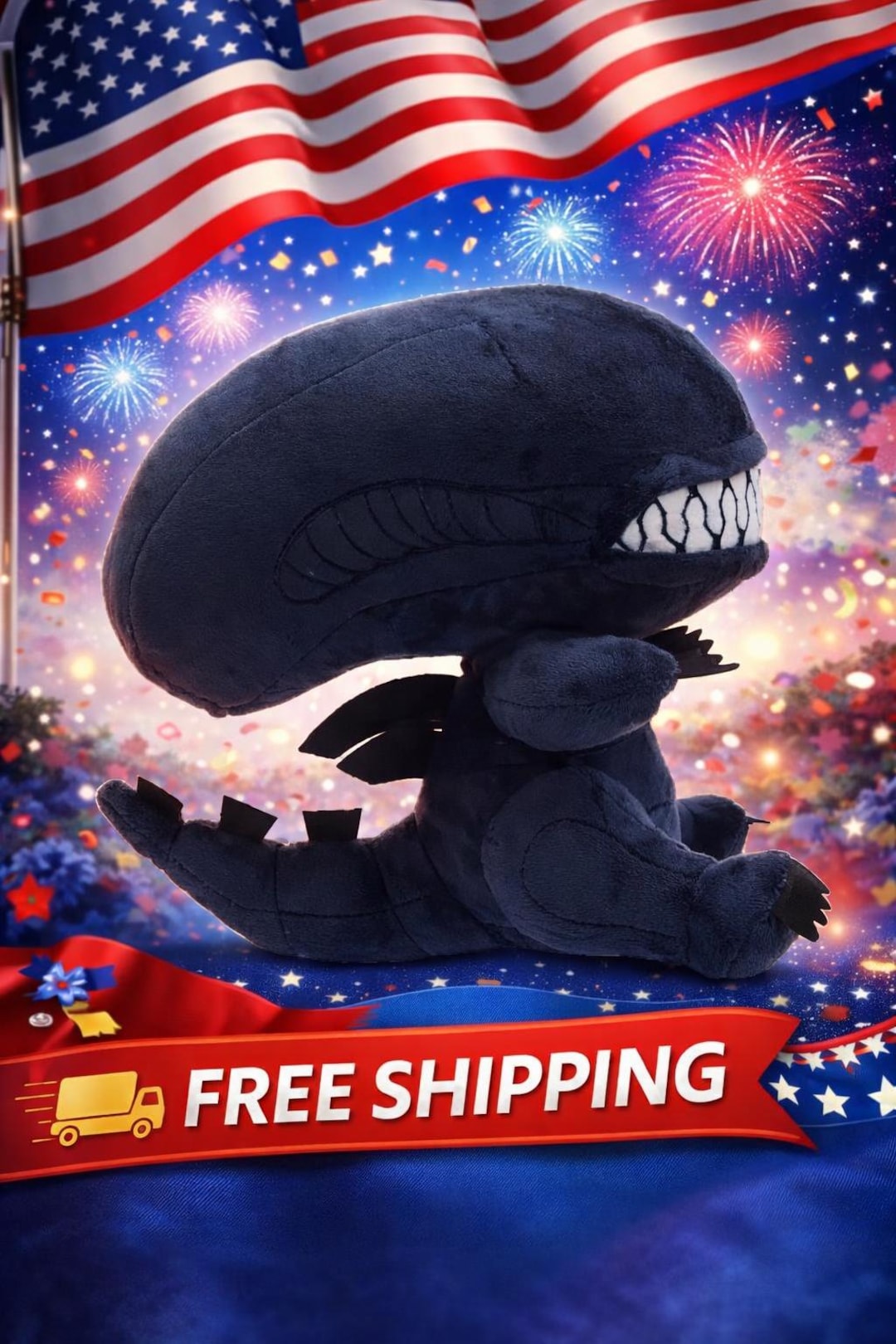 Alien Xenomorph Plush Toy 25cm, Cute Horror Plushie, Soft Stuffed Sci ...