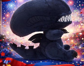 Alien Xenomorph Plush Toy 25cm, Cute Horror Plushie, Soft Stuffed Sci-Fi Doll, Creepy Cute Monster Gift for Kids & Fans
